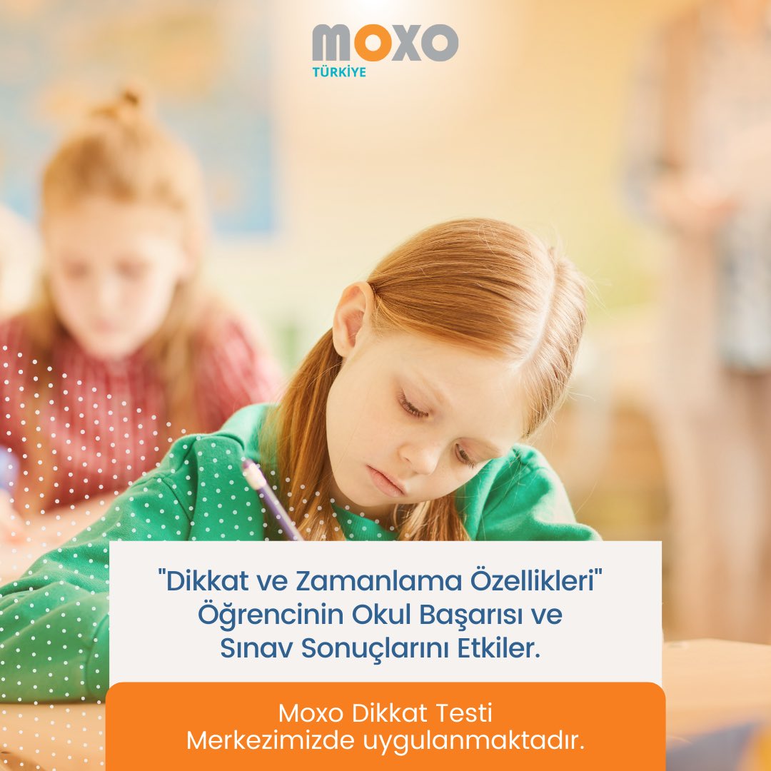 Moxo Dikkat Testi, öğrencinin kişisel zamanlama ve odaklanma özelliklerini saptayarak  sınavlarda başarı sağlamaya destek olur.

Uzmanınızdan Moxo Dikkat Testi'ni isteyiniz!

🖥 moxoturkiye.com

#moxo #psikolog #dehb #doktor #uzman #psikiyatrist #dikkat #psikoloji #sınav