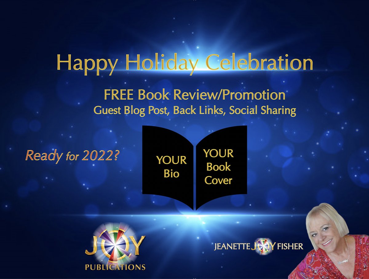 #WritingCommunity
Merry Christmas, Happy New Year!  #writerslift
My Gift to YOU…
Free Promotion
Post your book REVIEW and/or #BookBoost on
JoyPublications.com with links to your social accounts, website &amp; Amazon purchase. I'll tweet your book info!
JUST HIT SUBSCRIBE ABOVE