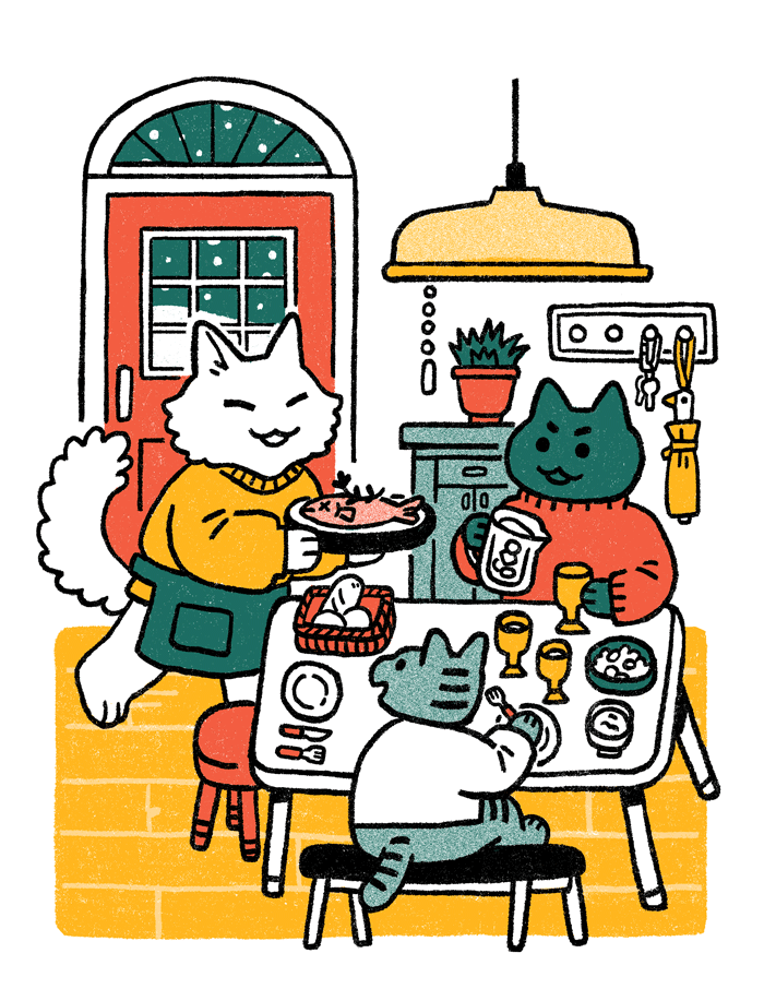 cannedcabbage's tweet photo. reposting these as full images...! happy holidays!! ❄️🍞🐟🧀❄️ https://t.co/1nQkpfzYQq
