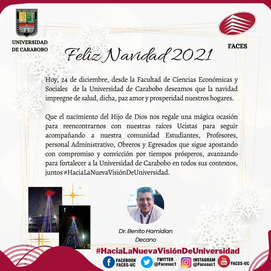 BenitoHamidian's tweet photo. Hoy #24Dic deseamos que el  nacimiento del Hijo de Dios nos regale unas mágica ocasión de reencontrarnos con nuestras raíces Ucistas y sigamos acompañando a nuestros Estudiantes, Profesores, Empleados Obreros y Egresados en su compromiso por construir #LaNuevaVisionDeUniversidad https://t.co/J1uLYtm11s