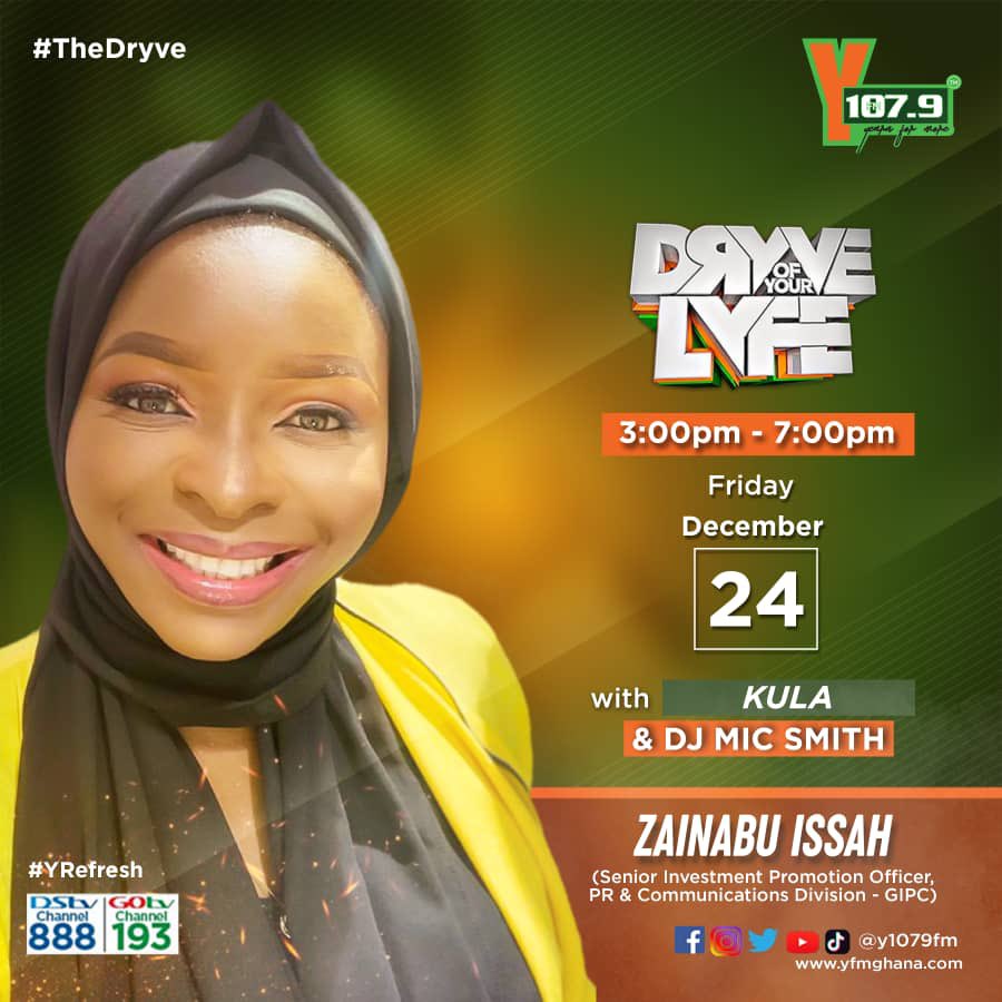 Y1079FM's tweet photo. We’re about to get into conversation with @pdkwao &amp; @hassibaniaz of @gipcghana talking about #ToG2021 on #TheDrYve w/ @kulaGH!! 🔥

#YHolidayHavoc https://t.co/t4RcSZH2wP