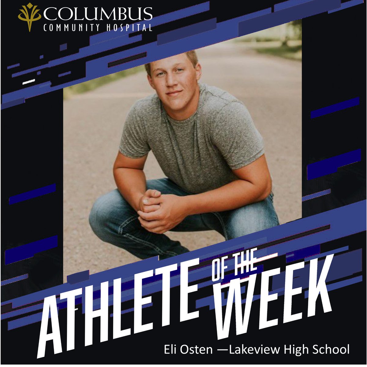 columbushosp's tweet photo. This week's #AthleteoftheWeek is Eli Osten of Lakeview High. Osten led the boys' basketball team to a 49-27 victory on Saturday. He posted a double-double with 10 points and 10 rebounds. He also earned Class C-1 all-state honors in football last weekend. Congratulations, Eli! https://t.co/2hUKVrtMVw