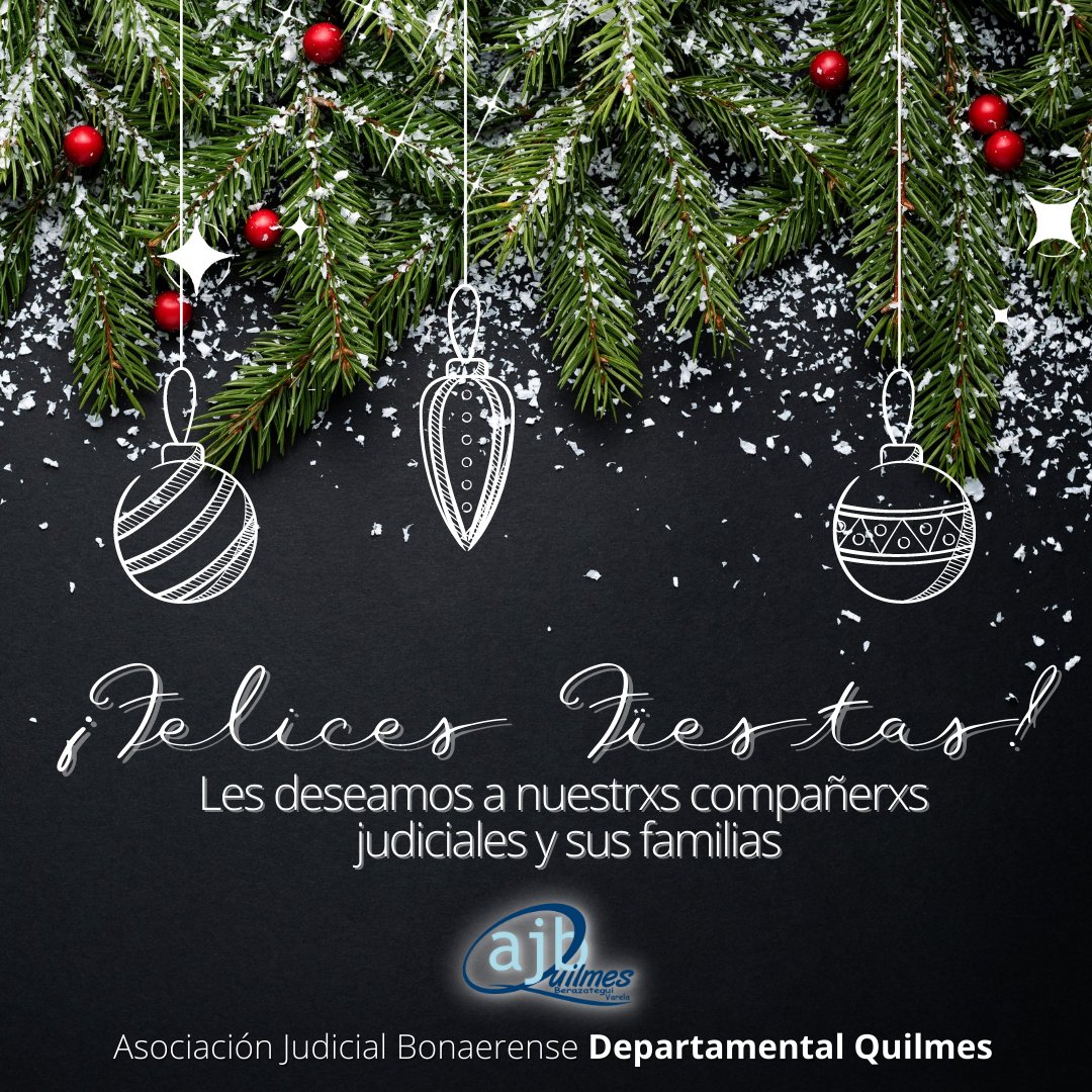 ¡Felicidades compañerxs!
Los mejores deseos para ustedes y sus seres queridos en estas fiestas.
.
Comisión Directiva #AJBQuilmes