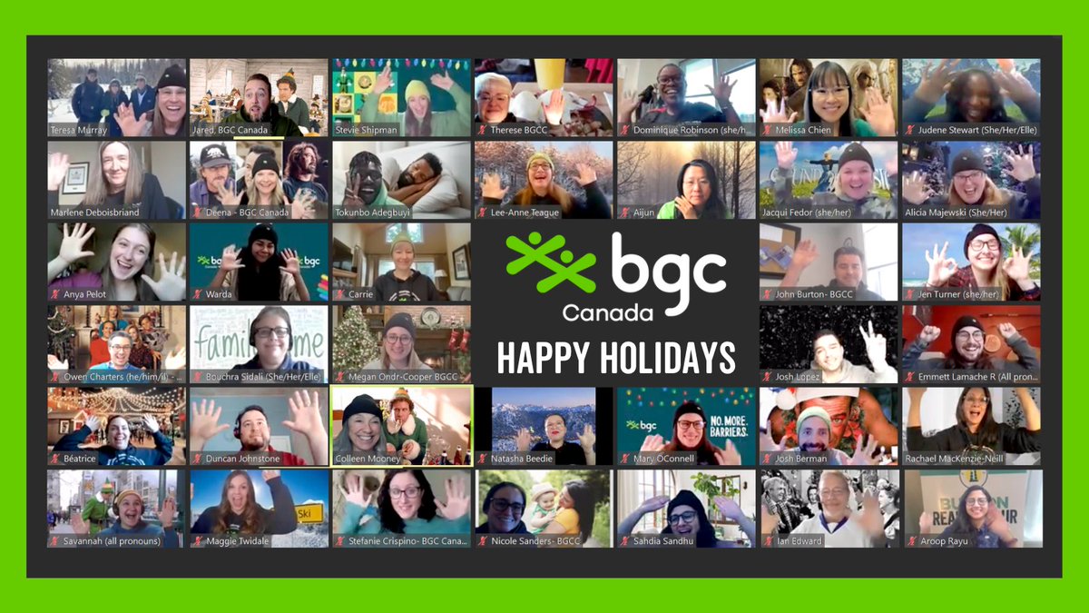 The national team at BGC Canada wishes everyone a happy and safe holiday season! 💚