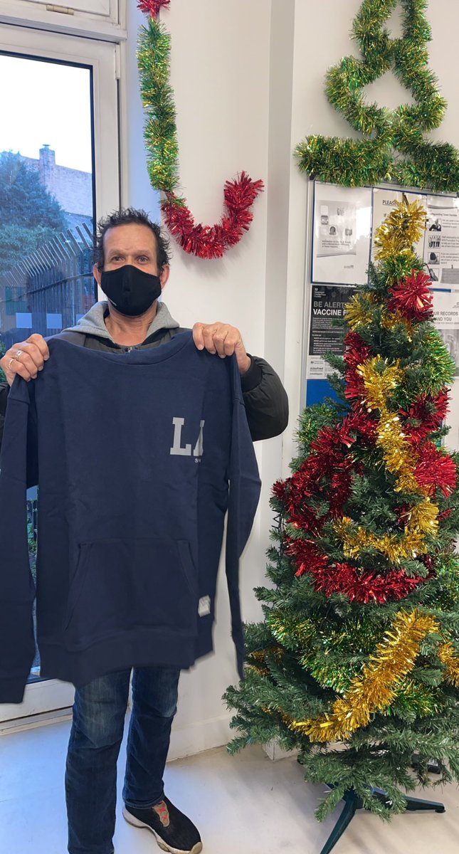 Our service user is so happy with the jumper he has received from the donations 💙<a href="/NHS_ELFT/">East London NHS Foundation Trust (ELFT)</a>