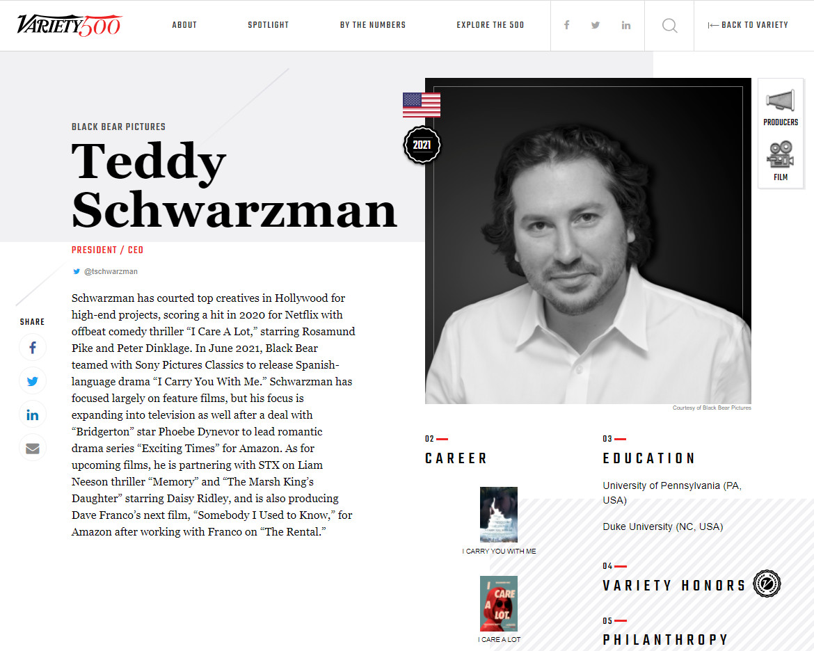 SUPER excited to see the producer of The Marsh King's Daughter movie listed in <a href="/Variety/">Variety</a>'s 500, an index of the most influential business leaders shaping the global media industry. Here's hoping #themarshkingsdaughter movie further enhances his reputation!