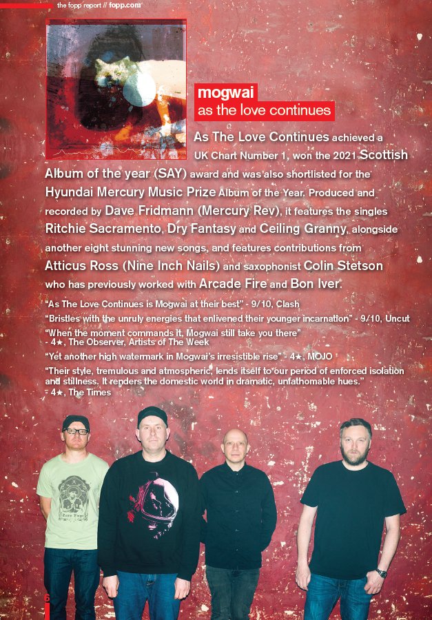 FOPPofficial's tweet image. @mogwaiband's "As the Love Continues" was one of our absolute favourites from 2021, #gettofopp and pick yourself up a copy!

@rockactionrecs #foppreport