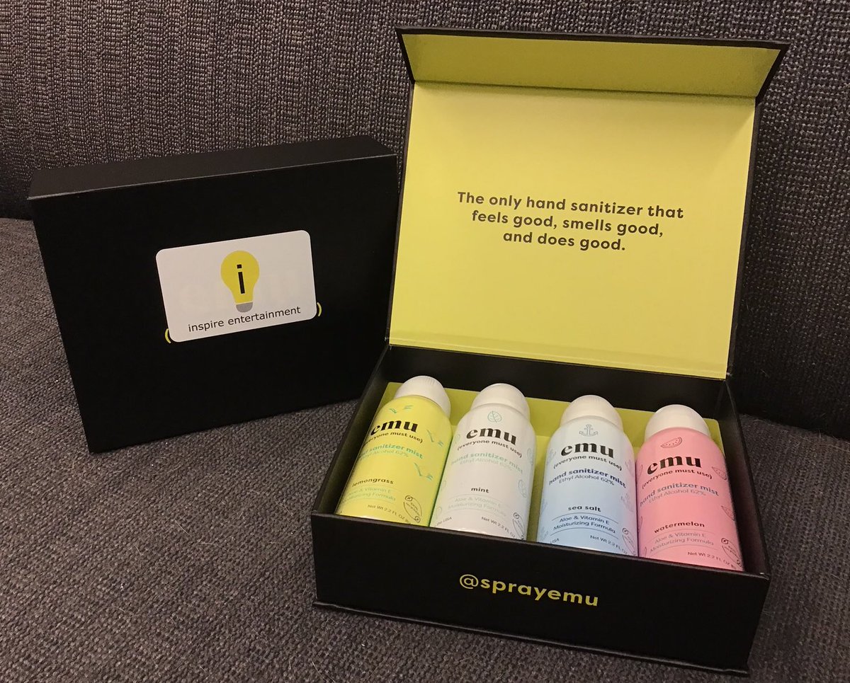 The perfect  client gift for this holiday season! Thank you @sprayemu for helping us pass along good smelling, clean hands!
