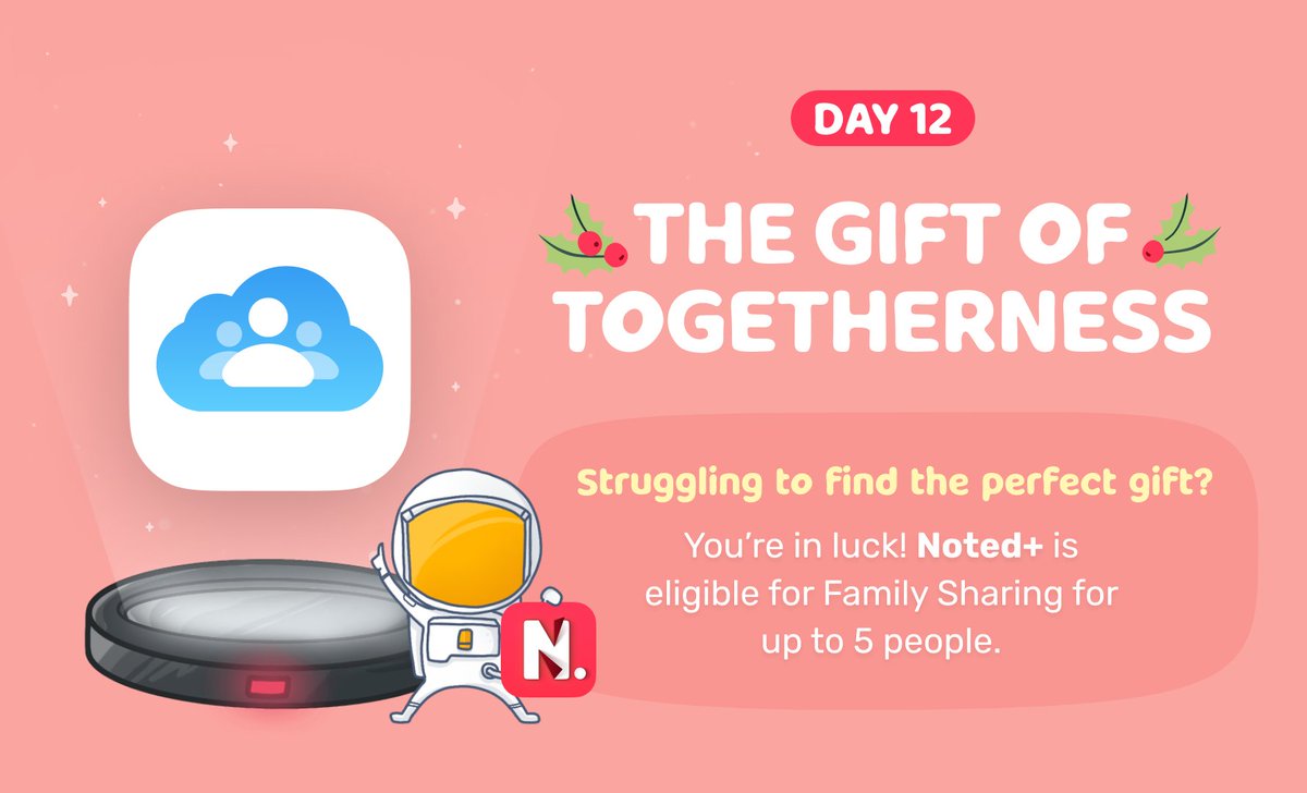 🎁 Gifting for Christmas can be wasteful, especially if you’re not sure of what to get 🤷‍♀️

💡Consider sharing your Noted+ access with your favourite people, you give what you love whilst saving paper and our wonderful planet.🌍

#notetaking #notestagram #studyspo #ipadnotes