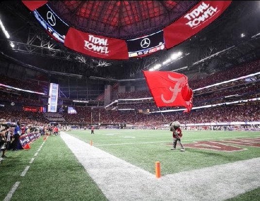 TidalTowel's tweet image. @bamakittkat had @MBStadium #TidalTowUp for the #SECChampionship. Now, let's do the same for the #CFBPlayoff @CottonBowlGame #RollTide