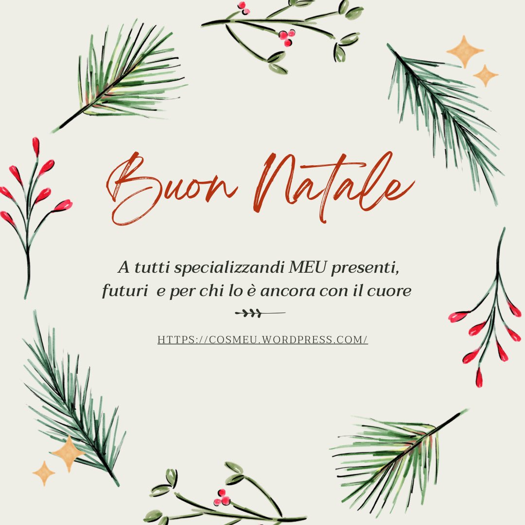 Dal direttivo CoSMEU i migliori auguri di Natale a tutti gli specializzandi MEU, ma proprio tutti tutti! È sempre un piacere ricordare di fare parte di questa grande, pazza famiglia di MEUmedici fantastici! Sempre #gomeu #gocosmeu