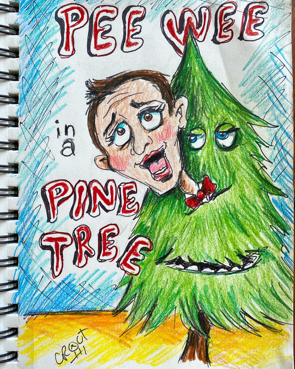 What’s better than #elfontheshelf ? PeeWee in a pine tree! RAAAHHHH! ❤️ @peeweeherman #elfontheshelfalternative #MerryChristmas #illustration
