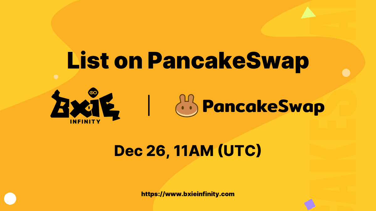 Brixel War (@brixelwar) on Twitter photo We are pleased to announced that BXS will list on @Pancakeswap on Dec 26, 11AM (UTC)/ Dec 26, 7PM SGT(UTC+8)/ Dec 26, 3AM PST(UTC-8)🎉🎉🎉
$BXS Contract Address: 
0xF2E71B054B6b0F3C5513Af505E6c072008ECFaCD
#GameFi #PlayToEarn #BinanceSmartChain #Bxie We are pleased to announced that BXS will list on @Pancakeswap on Dec 26, 11AM (UTC)/ Dec 26, 7PM SGT(UTC+8)/ Dec 26, 3AM PST(UTC-8)🎉🎉🎉
$BXS Contract Address: 
0xF2E71B054B6b0F3C5513Af505E6c072008ECFaCD
#GameFi #PlayToEarn #BinanceSmartChain #Bxie