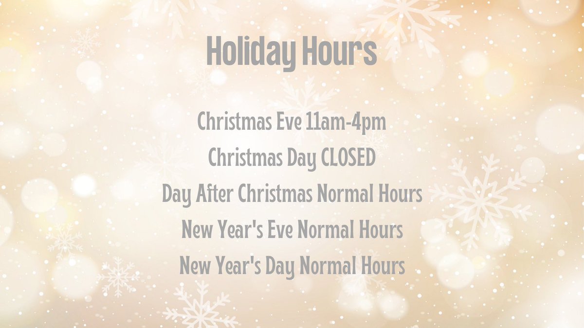 We look forward to seeing you before the end of the year! Happy Holidays! Vendor hours may vary. Please visit each vendor page for official hours.