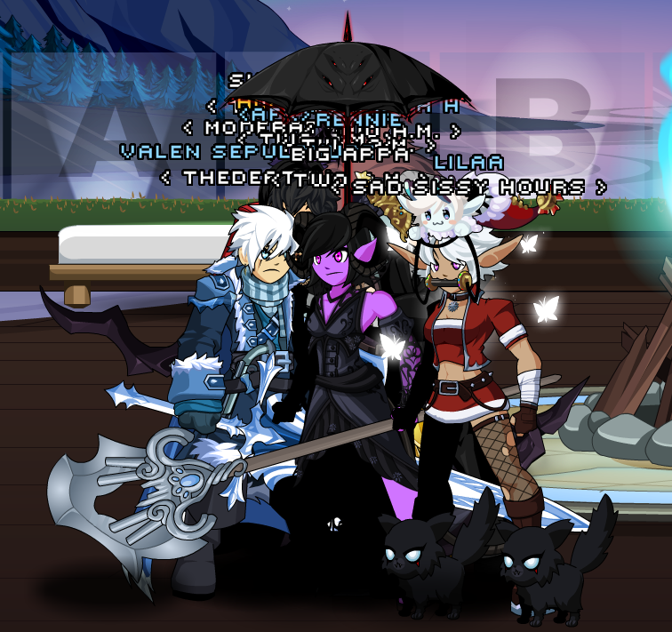 2AM_AQW's tweet photo. We're just stacked under an umbrella to stay out of the incoming snow as the clock draws nearer toward a warm and cheerful celebration. Happy holidays to all heroes across Lore! https://t.co/otoLidLZOx