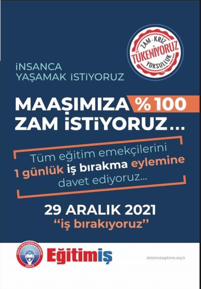 Keşke tüm Sendikalar Eğitim İş kadar cesur olsa!
Emin olun 3 gün derse girmeyelim en az %50 zam yapmak zorunda kalırlar!
Bize dik duran Öğretmenlerin hakkını savunan Sendikalar lazım!
Tüm Sendikalara örnek olsun! 
#ÖğretmenedeYüzde60Zam