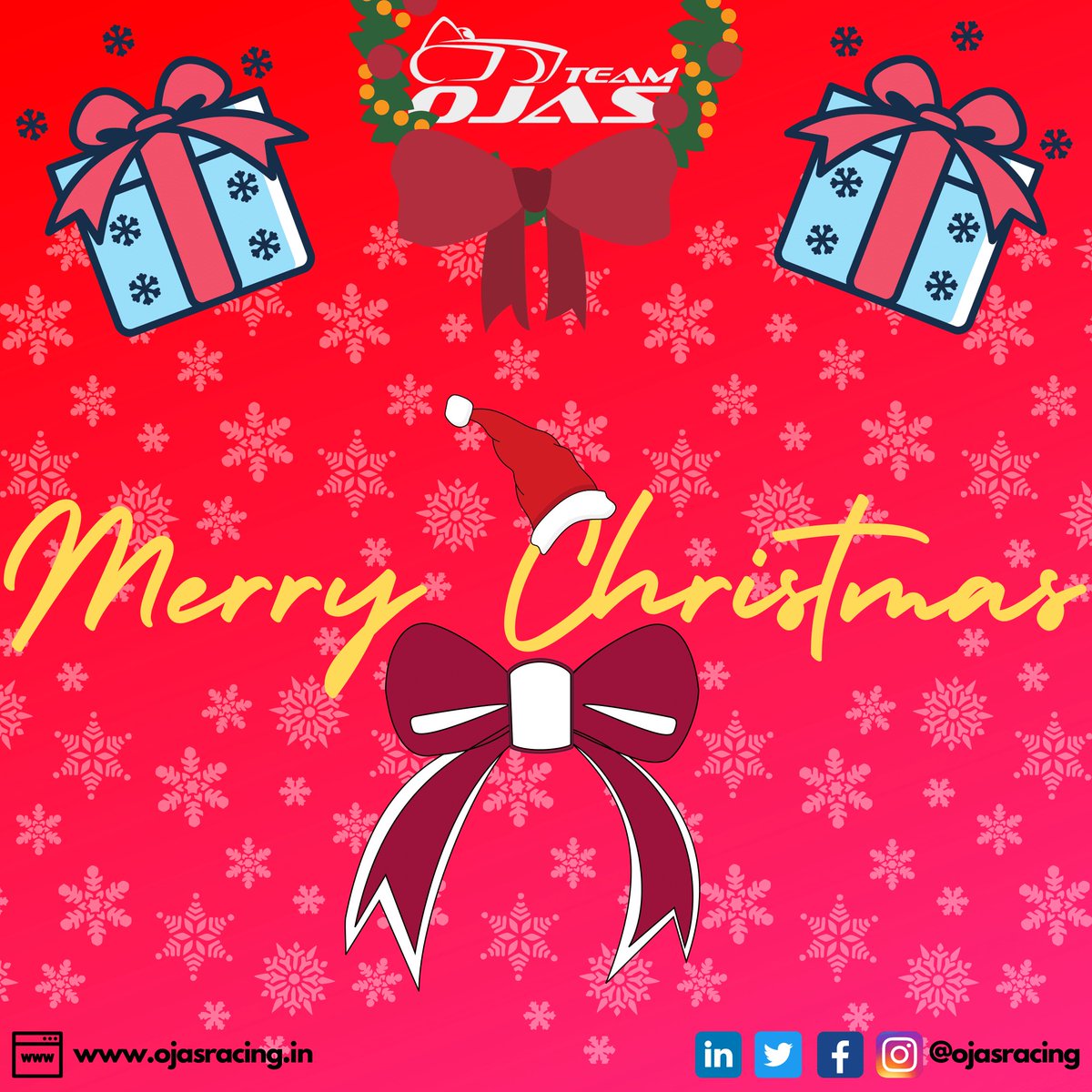ojasracing's tweet photo. “During the Christmas season, all roads lead home.” 
Merry Christmas on behalf of Team Ojas!! 🎄🎁

#wespeakelectric #itselectrifying #MerryChristmas #Christmas2021 #formulastudent #HappyHolidays https://t.co/ZugxGcmKqJ