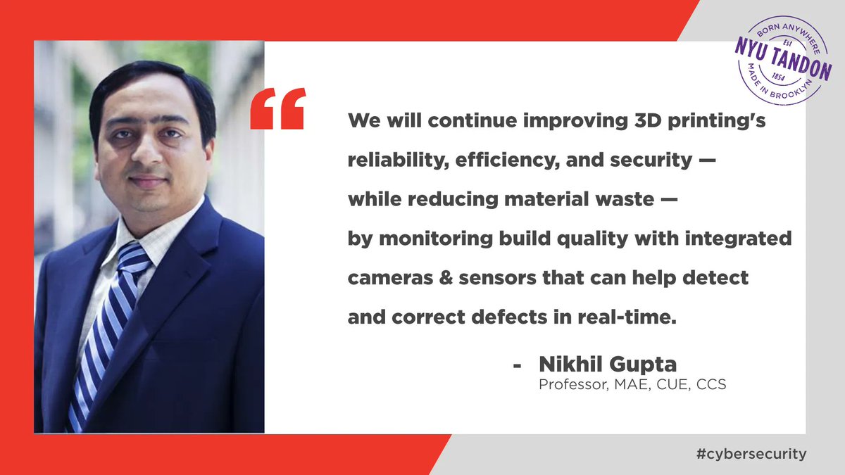 nyutandon's tweet image. #3Dprinting&apos;s #reliability, #efficiency &amp;amp; #security will improve while reducing #waste, by monitoring build quality w/ #IntegratedCameras &amp;amp; #sensors to #detect &amp;amp; correct defects in #realtime - @NikhilGupta_nyu @NYUCyber #NYUTandonMade #predictions2022 bit.ly/32hUdjz