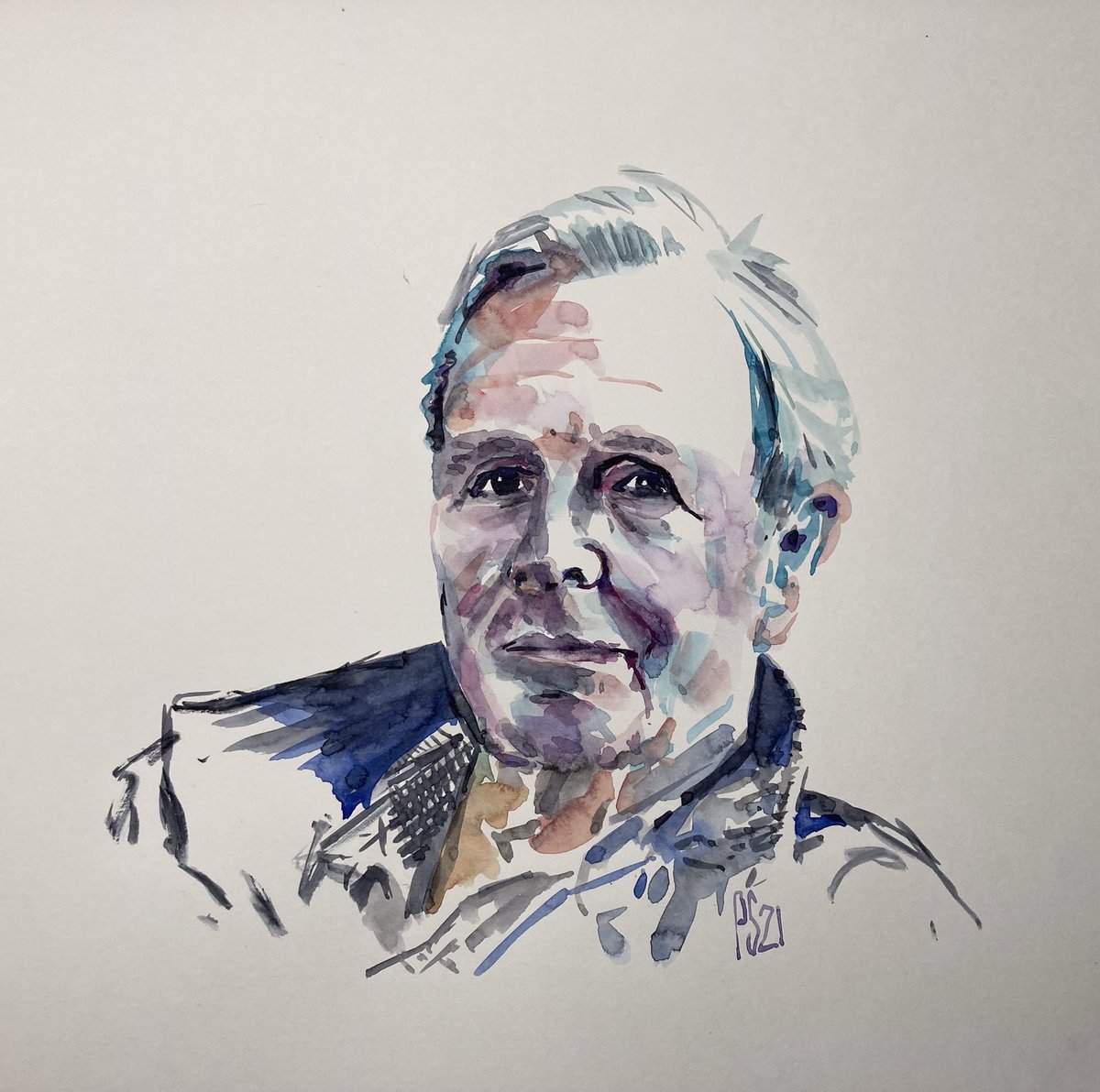 #sterrenophetdoek #janterlouw #aquarel #peterstolkkunst.nl