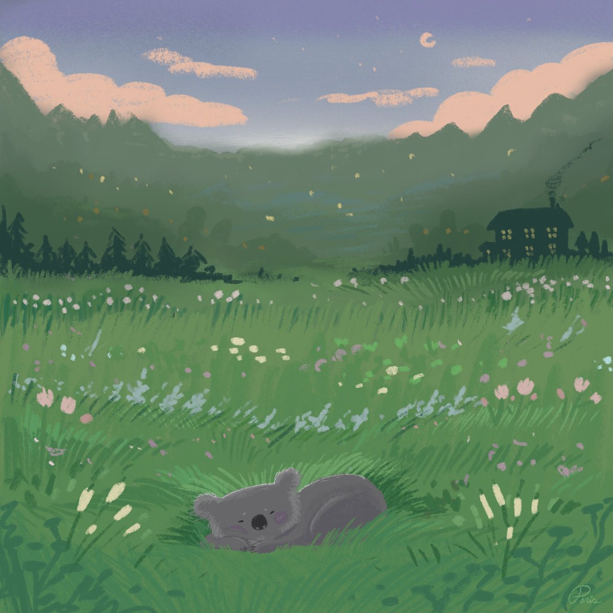 kernelkoala's tweet photo. thank u for such a sweet bday gift, @Pari_Pan ❤️✨ she captured the serene &amp; utopian world I find myself spending time in most of my days ✨ https://t.co/2fe9x6BFae