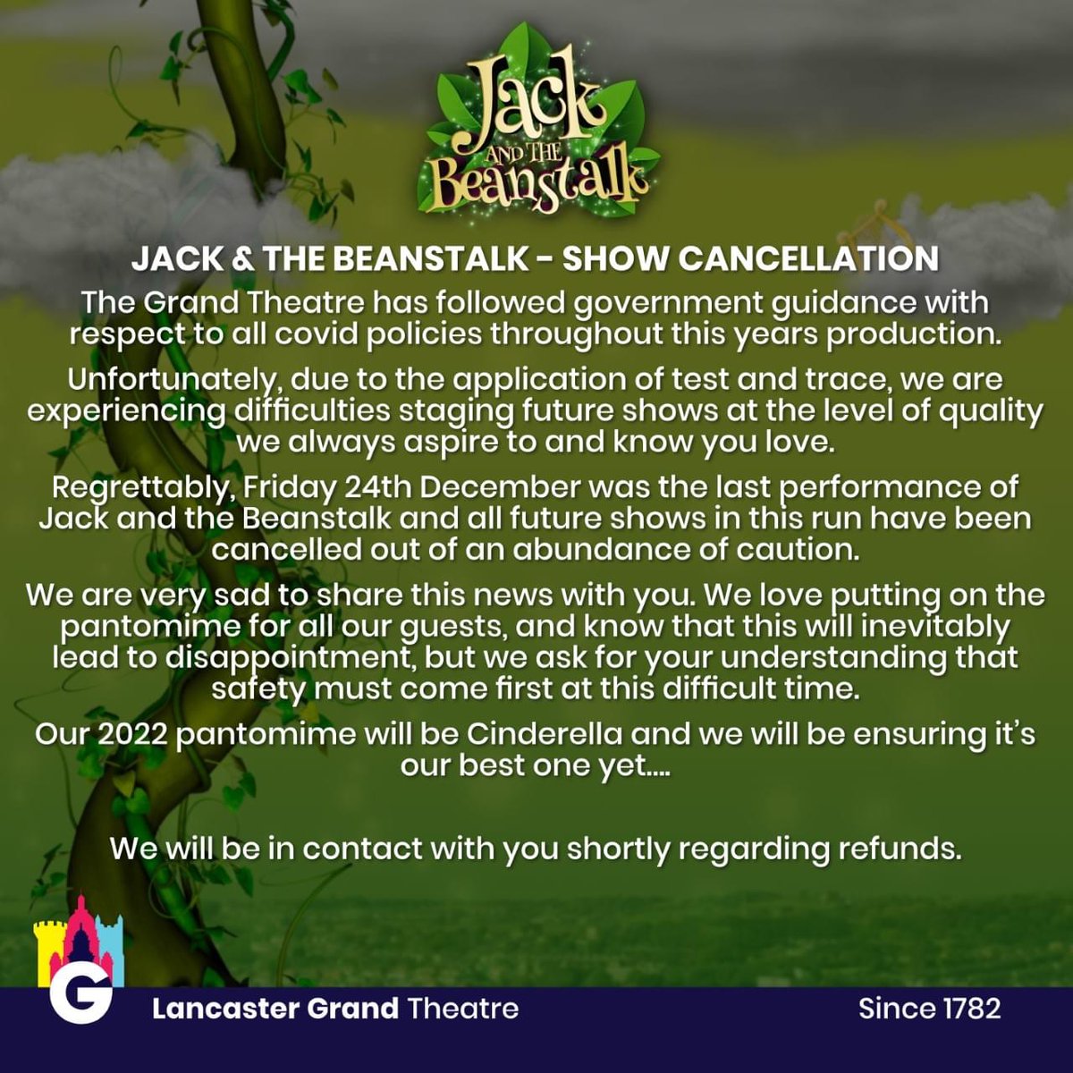 Jack and the Beanstalk - Show cancellation 😪