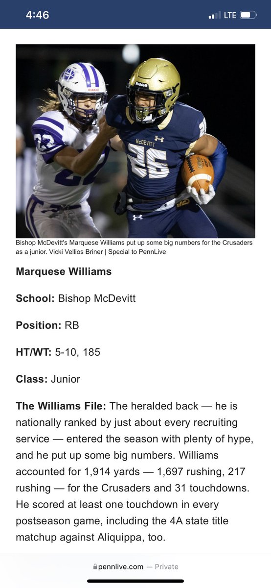 MarqueseW5_'s tweet photo. Honored to make @PennLive All-Star First Team Offense! 🙌🏾  @SportsByBLinder https://t.co/u3dY5XjbAw