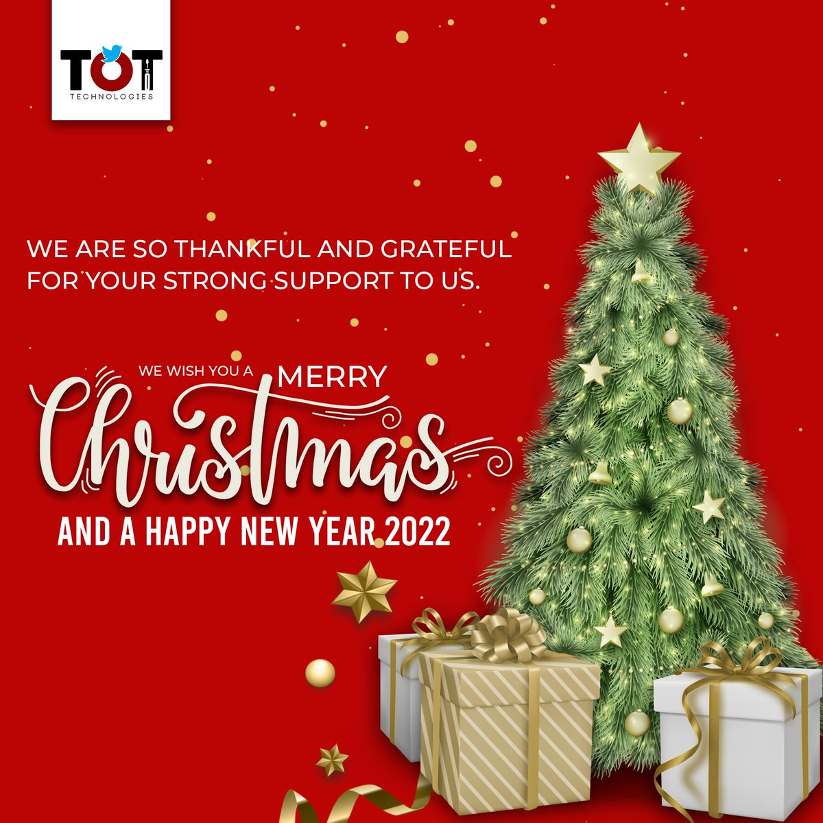 TOTTechs's tweet photo. We Wish You a Warm Christmas and Best Wishes in 2022.
#MerryChristmas #HappyNewYear2022 #TOTTechs https://t.co/ibLnaoQbDn