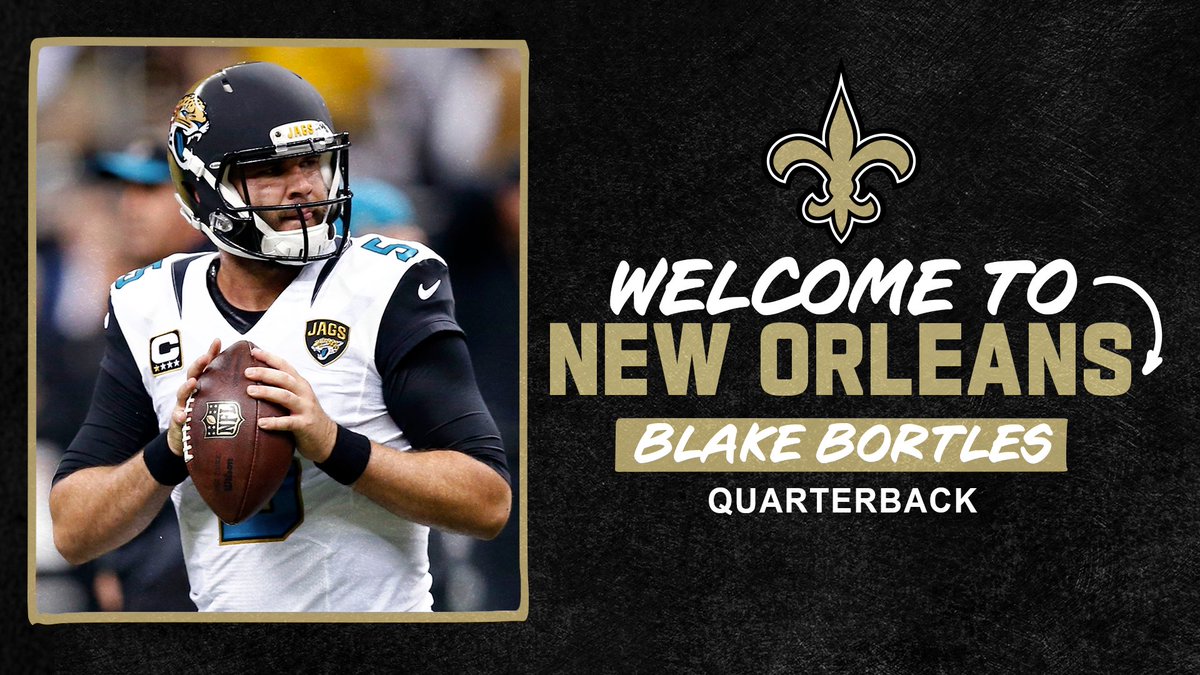 Saints's tweet photo. Sean Payton confirms the #Saints have signed QB Blake Bortles and he practiced with the team today ⛵️ https://t.co/PwRjQfQ5He