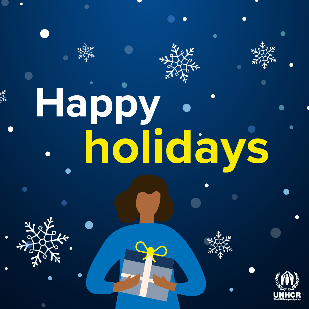 Refugees's tweet photo. From all of us at UNHCR, thank you for your support of our work to better protect refugees and people forced to flee, and happy holidays! 💙 https://t.co/j1uC9gPFAv