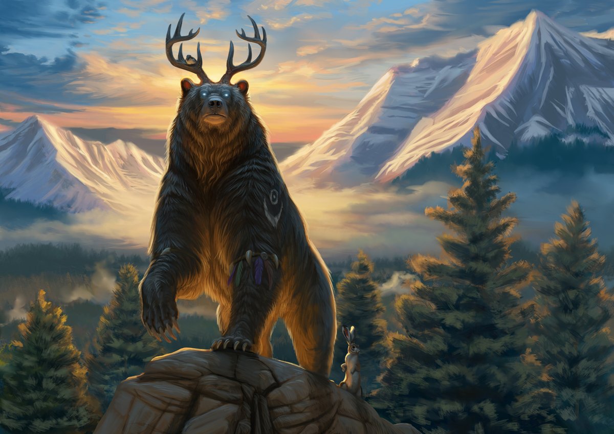 hibbary's tweet photo. Finished commission for Alex of their elf druid in bear shape https://t.co/GFgWTx6ryr