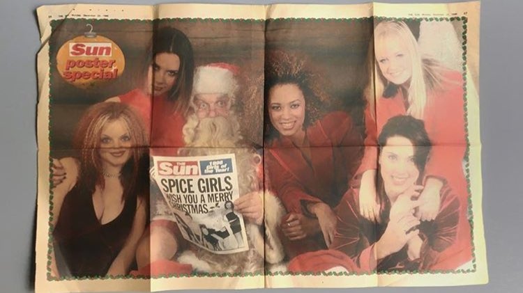 spice_invaders's tweet photo. Do you think Santa told the @SpiceGirls that it was the greatest day of his life when he met them? Why does no one have a quote from this 1996 press event 🕵️‍♀️

 If this time of year means something else to you, we suggest marveling at *all the red velvet* 💃

📷 The Sun UK https://t.co/n8UIyyf0aJ