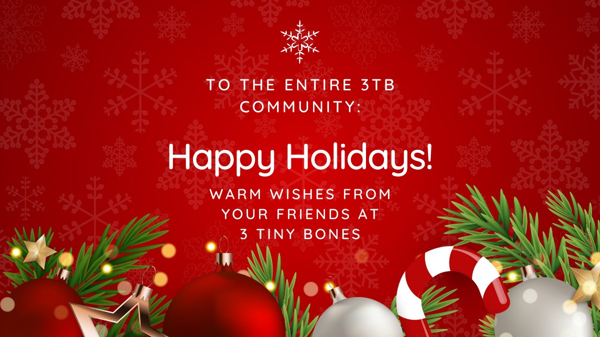 3tinybones's tweet photo. Happy Holidays!

Thank you to all of our volunteers, advisors, followers, and the entire 3 Tiny Bones community for your support and encouragement!

#happyholidays #3tinybones #hearing https://t.co/Af1sRumE23