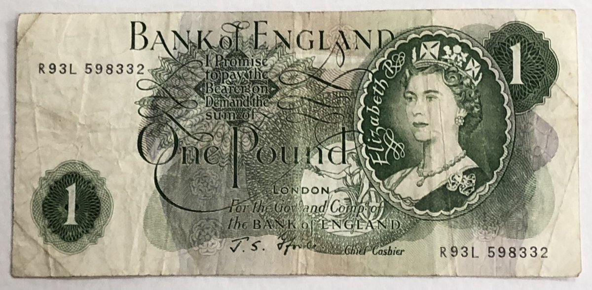GenMem2022's tweet image. Collectible 1967 Bank Of England £1 Note - R93L 598332 #OnePoundNote #Vintage 
genmem.co.uk/collectible-co…