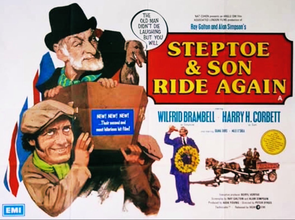 A smashing feature film double bill on @LondonLive 27/12. #SteptoeAndSon (1972) at 12noon and the follow-up #SteptoeAndSonRideAgain (1973) at 1.45pm. Great laughs in both of them but ‘Ride Again’ is my favourite. Written by the brilliant comedy pioneers #RayGalton & #AlanSimpson.