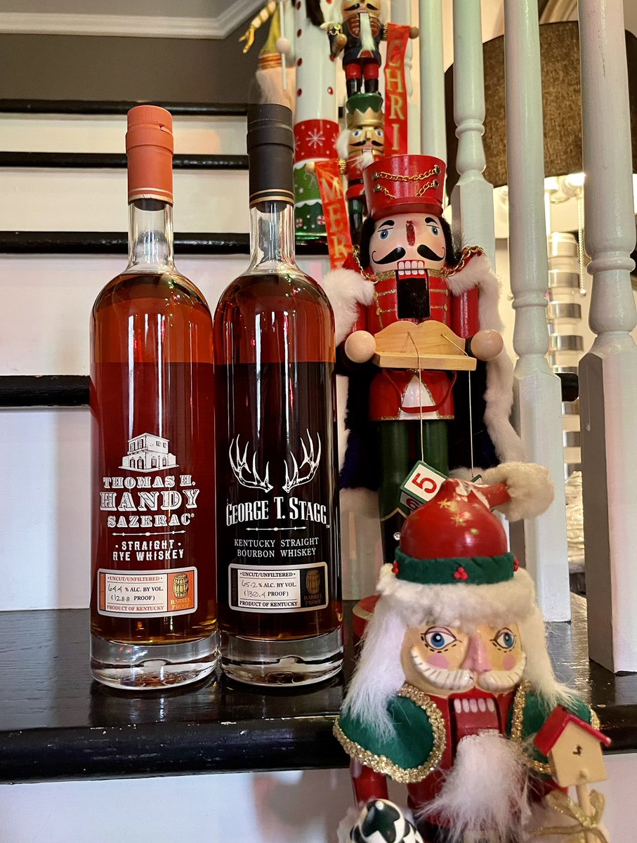 BourbonTrends's tweet photo. Lost a Santa 🎅🏼 (Sazerac 18) but gained a couple of reindeer 🦌🦌 (George T Stagg and Thomas Handy) 🎄. Merry Christmas 🎁

✔️George T. Stagg 2020 - 130 Proof
✔️Thomas H. Handy 2018 - 128 Proof

#buffalotraceantiquecollection 
@BuffaloTrace 
#bourbon 
#whiskey https://t.co/sO5ZRC2rUJ