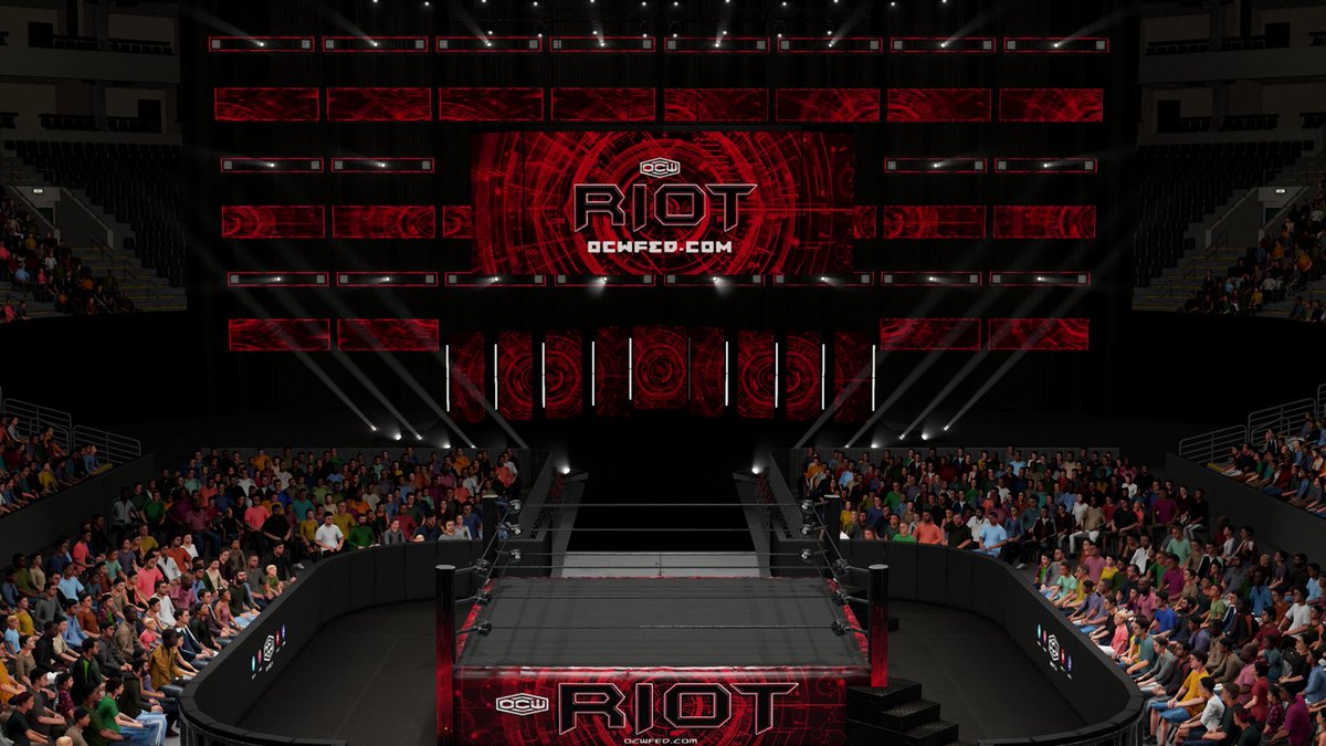 ocwfed's tweet photo. First look at that Season 17 Riot Arena courtesy of the best god dam booker on the planet @OCWTheFire 
avail on PS4 &amp; Xbox #ocwfed

#ocwfed #season17 #HappyHolidays #WWE2K19 #youtubegaming #twitchaffiliate https://t.co/INjgMJqNyI