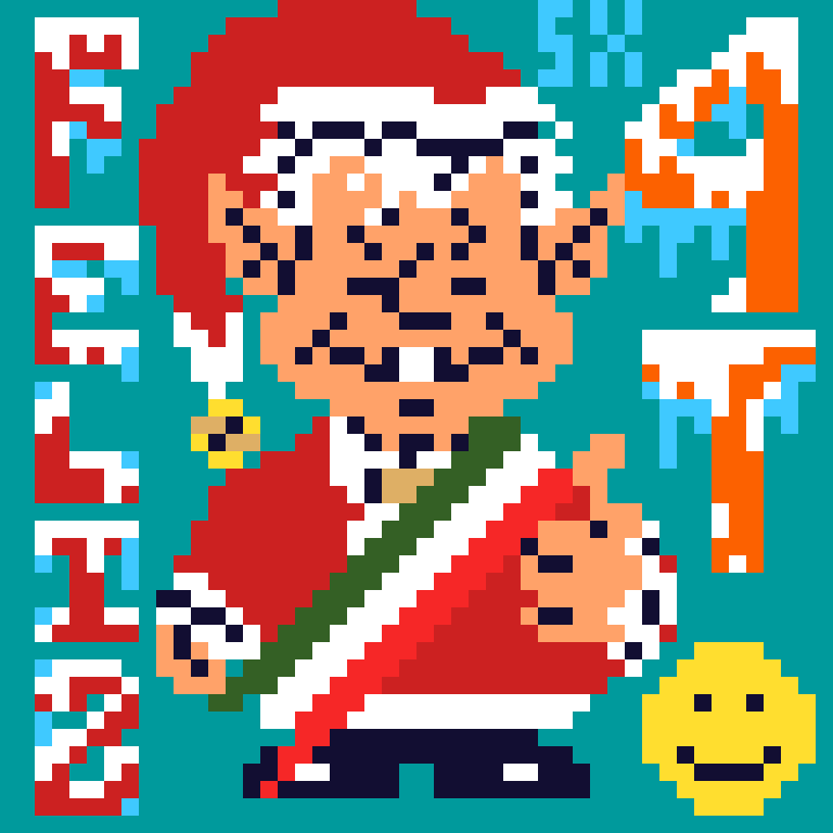 1 pic. 🛷🤶⛄ Merri crismas 🎅🐴🎄🎁 #navidad #noel #christmas #mexico #santaclaus #amlo #duende #parody #rpg #joyeuxnoel #caricatura #elf #nft #pixelart #contest #dessin #digitaldrawing #dibujo #videojuego #politics #arte #bd #feliz #chibi #smile #pixilartchallenge @pixil_art #pixilart https://t.co/sDg3iurSdm