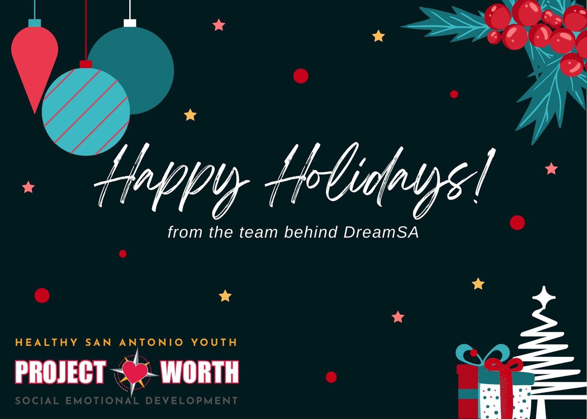 idream_sa's tweet photo. Wishing you all a Happy Holidays!🎄❄️☺️

#HappyHolidays #Community #SATx #SanAntonio #Youth #DreamSA #BelieveItAchieveIt #YouthEmpowerment #YouthDevelopment #Teen #Family https://t.co/qLNdPlALro