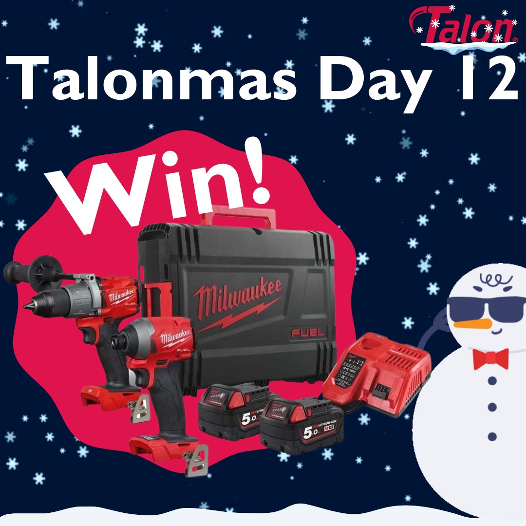 Sadly, we come to a close, Day 12. However, with a big bang with Milwaukee M18FPP2A2-502X Fuel Gen 3 (1 x 18V M18 FPD2 FUEL Combi Drill, 2 x Batteries &amp; 1 x Heavy-Duty Carry Case)

To Enter:⁠
➡️ FOLLOW 👍LIKE 🤜SHARE 😎TAG A MATE⁠
⁠UK Entries Only. T&amp;C's apply.⁠
⁠
#talonmas