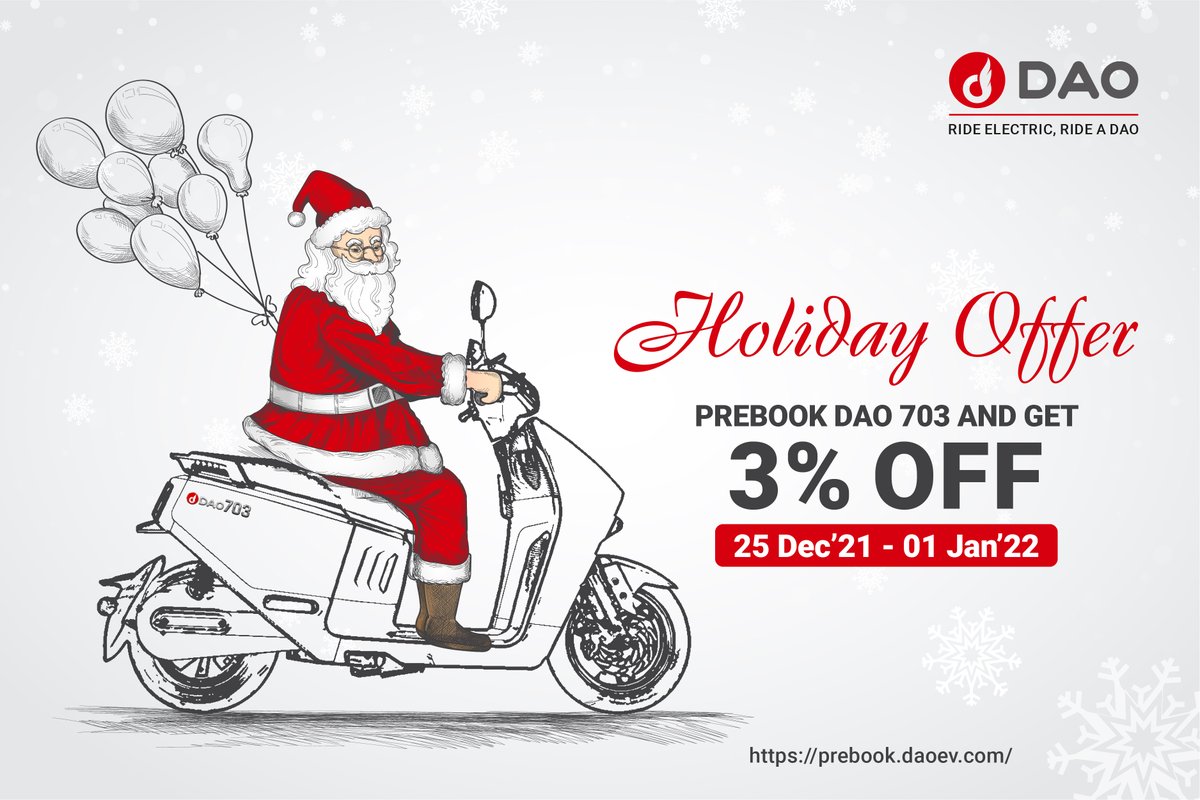 dao_ev's tweet photo. Grab Santa's Holiday Offer

Prebook Now at: https://t.co/ga7pbCAGfg 

#christmas2021 #rideelectric #rideadao #christmas #christmasgifts https://t.co/eJhsNdDt7S