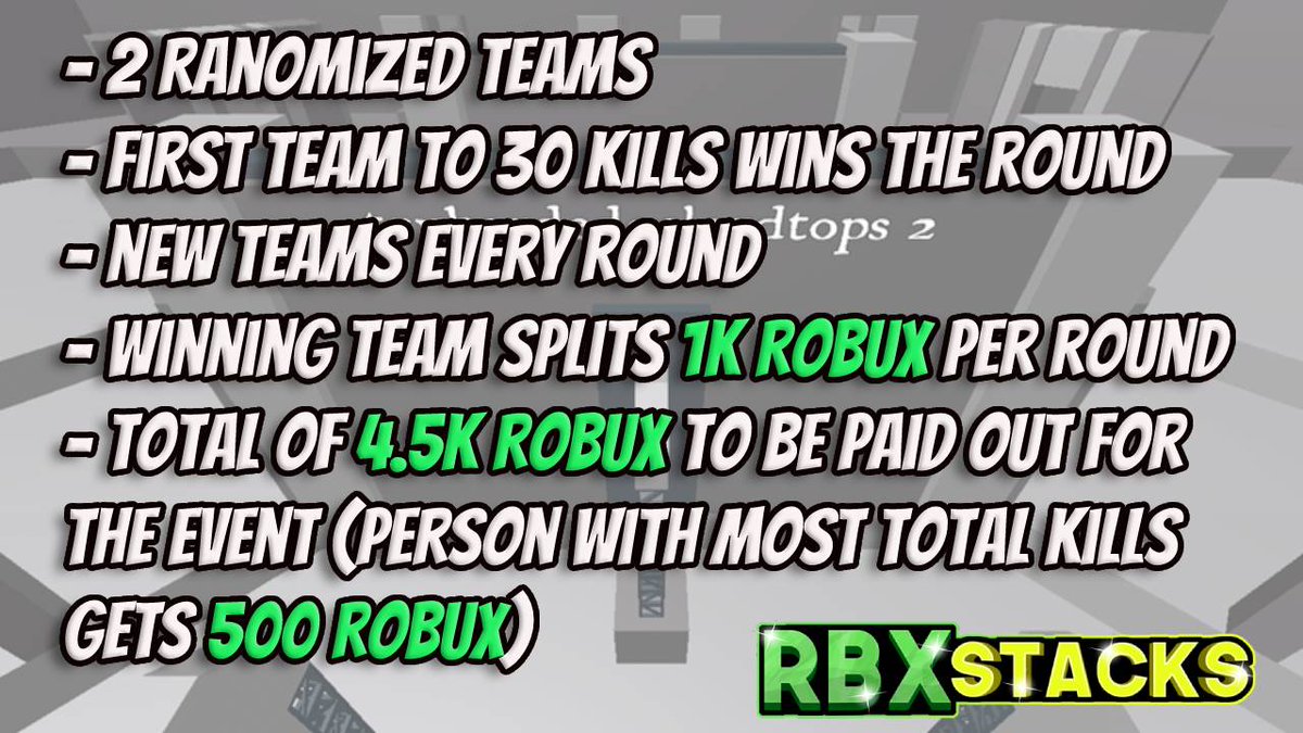 RBXStacks will be hosting an even bigger game night today! We will be giving away 4.5K robux and participants have a high likelihood of winning some. To join, join the discord server (discord.gg/TTXEkwPjeb) and hit the Interested button on the event link!