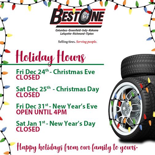 RileyParkTire's tweet photo. Our hours for Christmas and New Years! 

See our tire &amp; auto service experts before you hit the road this holiday season 🎄

#Holidays #RoadTripReady #wearebestone #holidayhours https://t.co/80AmvXRzQq