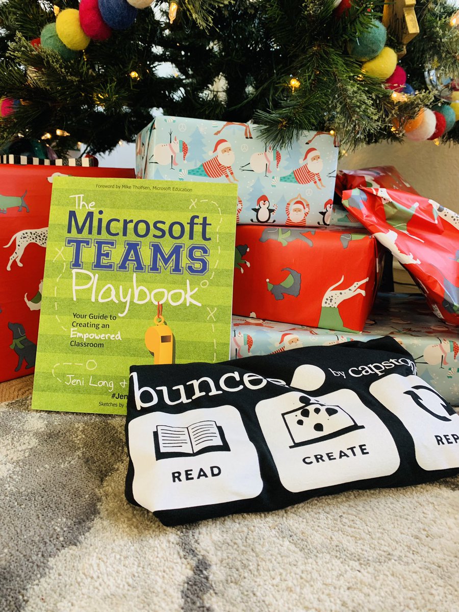 MathQuacks's tweet photo. Santa π
came early! ππΌπ or more like UPS! Thanks @Buncee for the awesome π shirt. I just might wear it to Christmas π dinner! And thanks @Jenallee1 @jlo731 @SalleeClark for the @MicrosoftTeams playbook!!! #empoweredclassroom #jenallee #buncee https://t.co/HEE5DwDZNY
