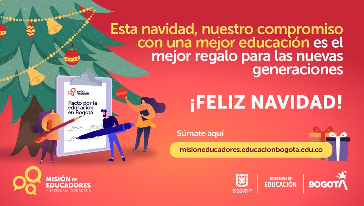 MisionEducador's tweet photo. 🎄🎅🏻Feliz navidad🎄♥️ El mejor regalo es nuestro compromiso con la educación! 🎁✏️ @Educacionbogota https://t.co/Bhd7Y3PfFE
