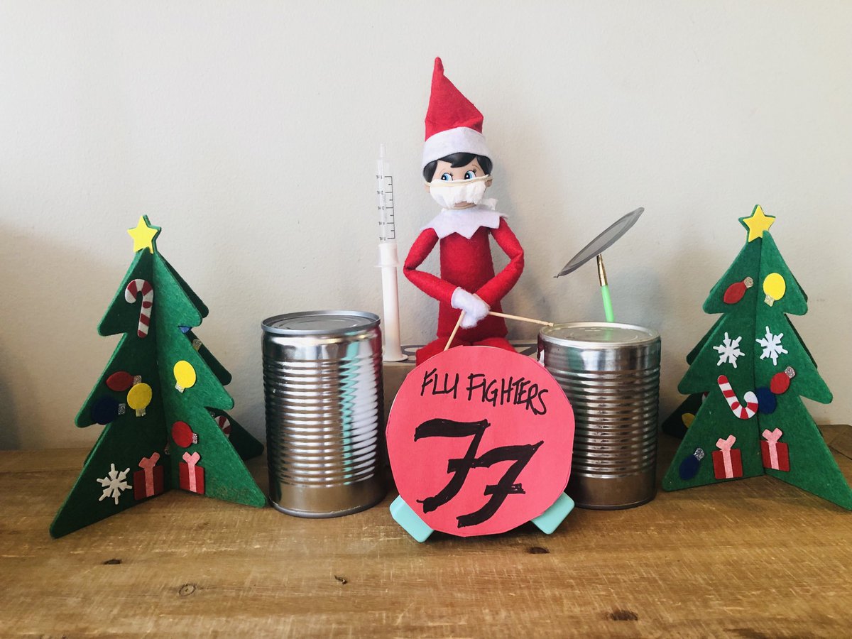 TheCrisisPro's tweet photo. Our Elf may not be Grohl or Hawkins but he can drum up a good message. Mask up, get a shot. ⁦@foofighters⁩ https://t.co/qAP4xZZxXB