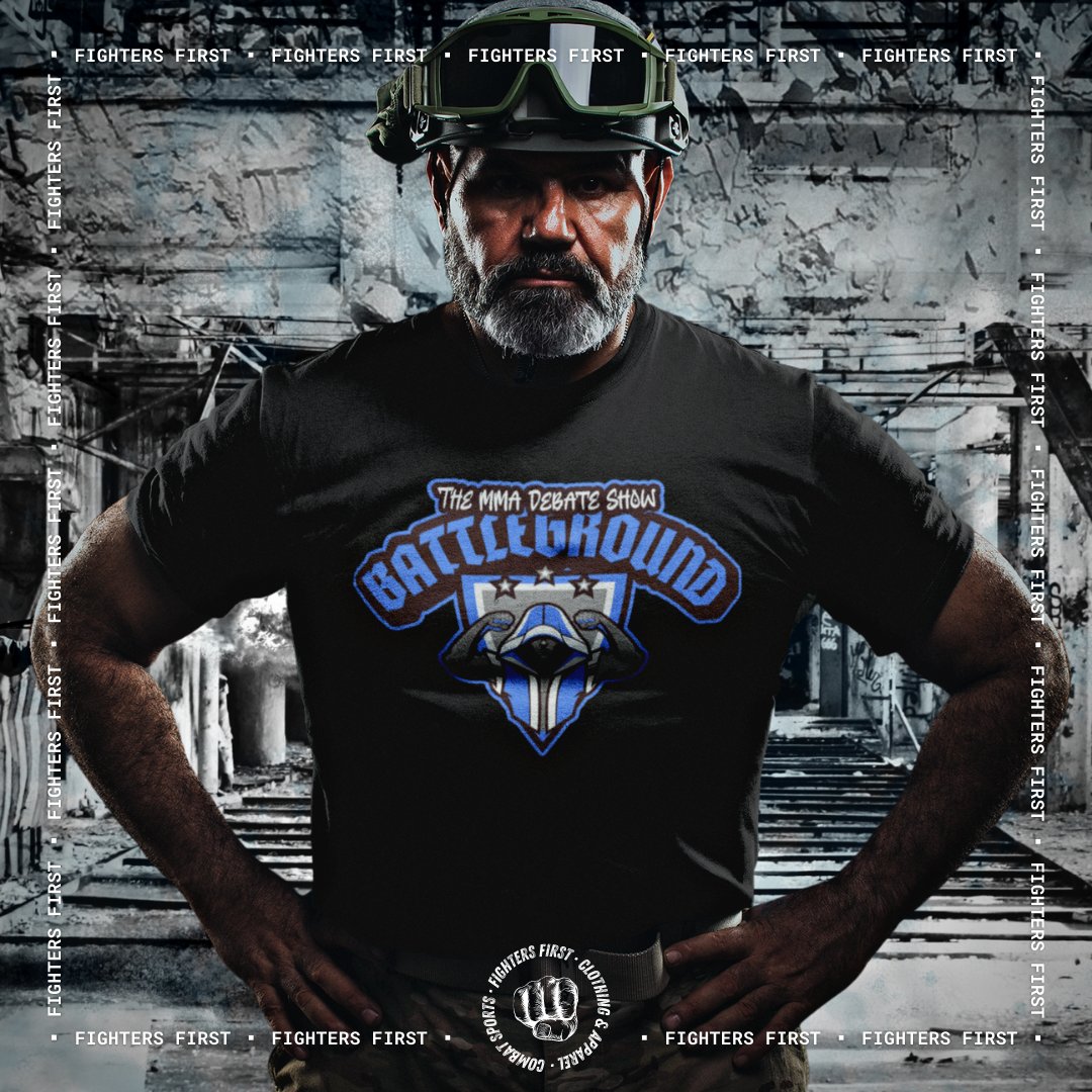 FightersFirst's tweet photo. The newest addition to the Fighters First collection... #Battleground - The MMA Debate Show shirt!

The next episode will drop this Tuesday 12/28 but you can order the shirt today and debate like a pro!

🔗 https://t.co/1YwxIOFgdi

#mma #mmadebate #mmashow #bestof #debateshow https://t.co/jO33eJ7nIj