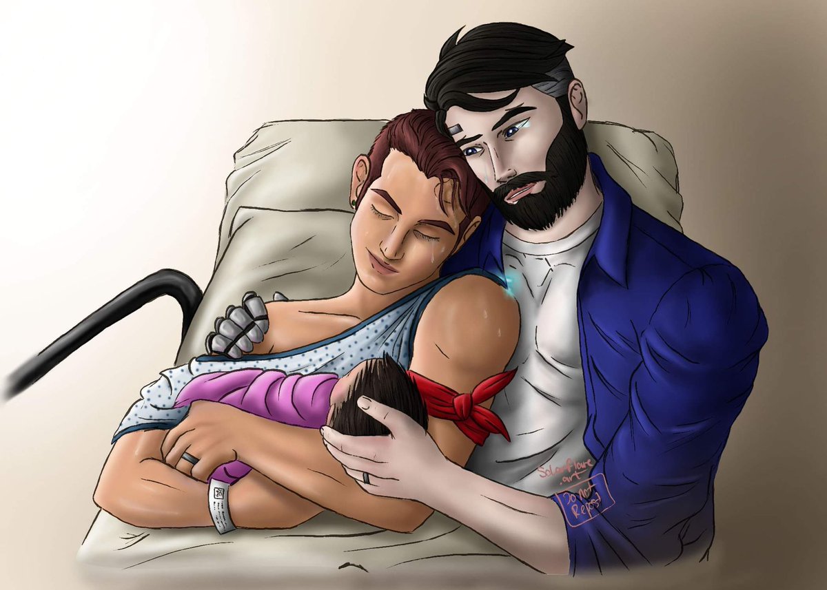 solarflare_art's tweet photo. Welcome home, Thistle 🍀
I give you fluff featuring protective but anxious dad James, trans/afab Clover, and their newborn daughter, Thistle Ironwood-Ebi ❤️
#rwby #rwbyfanart #silvershamrock #ironluck #cloverebi #transclover #jamesironwood #generalironwood https://t.co/hM8BPJuJKm