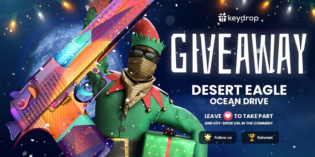 keydropcom's tweet photo. Giveaway on Desert Eagle | Ocean Drive 🎁

👊 Just leave ❤️ under the post!
🌟 Follow us!
🏆 Retweet!
 
⏰ Wait 24 hours!

#freeskins #csgoskinsgiveaway #csgoskinsfree #giveaway #airdrop #csgocases #csgocase #csgocommunity #csgoesport #skins #csgoskins #keydrop #keydropcom https://t.co/X6YTzW7FTX