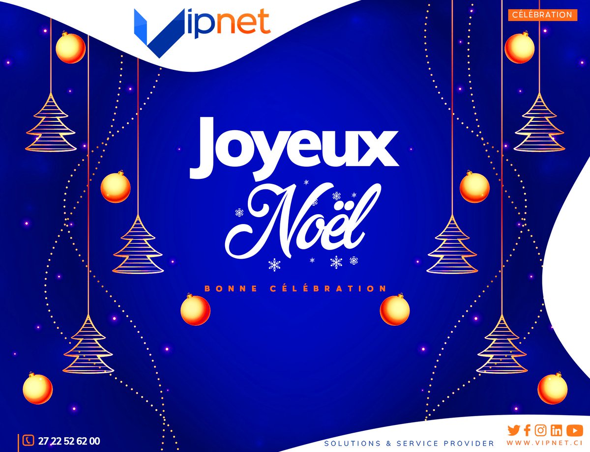 VIPNET_CI's tweet photo. Joyeux Noël à  tous 🥳🥳🥳

#VIPNETCI
#noel2021 https://t.co/aOMv8w5EvA