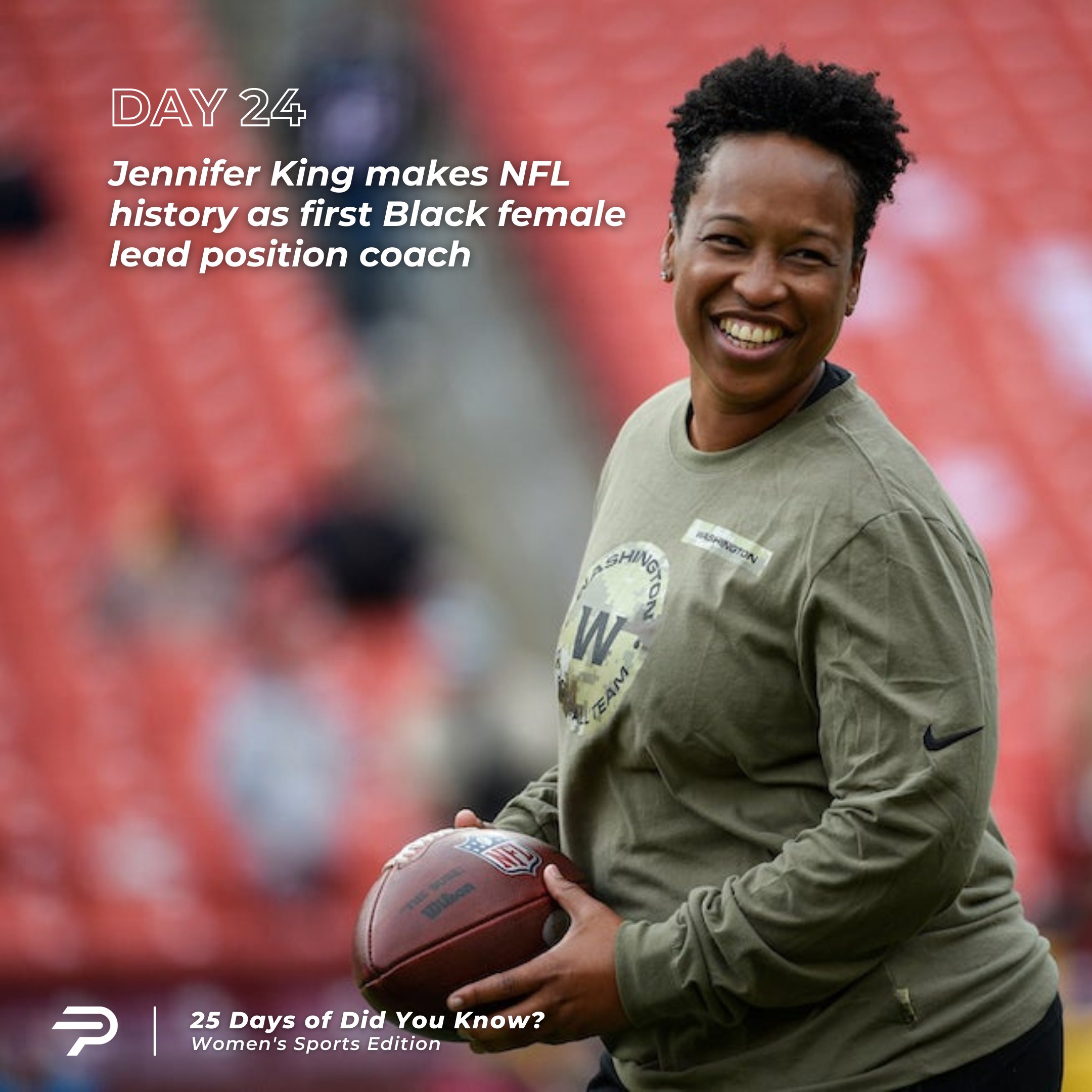 Parity on X: Day 24: Today we're talking GOOD NEWS! Did you know that Jennifer  King is making NFL history as the FIRST black female LEAD position coach?  #parirty #NFL #JenniferKing #womeninsports #